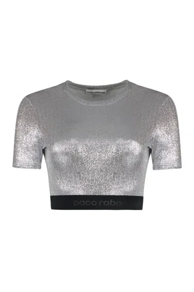 Shop Rabanne Technical Fabric Top In Silver