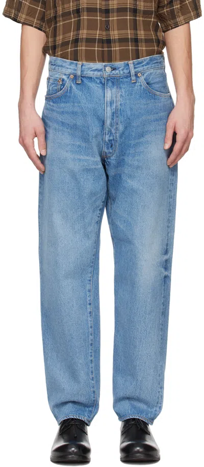 Shop Kaptain Sunshine Indigo Five-pocket Jeans In Indigo Vintage Wash