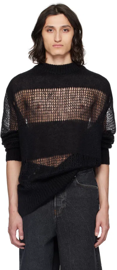 Shop Vaquera Black Semi-sheer Sweater