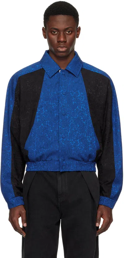 Shop Ader Error Blue & Black Jacquard Jacket
