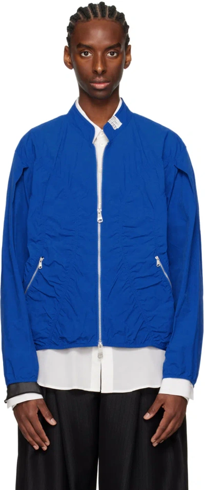 Shop Ader Error Blue Ruched Bomber Jacket