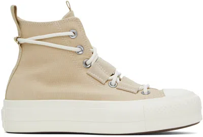Shop Converse Beige Chuck Taylor All Star Lift Platform High Top Sneakers In Nutty Granola/egret/