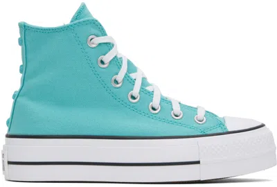 Shop Converse Blue Chuck Taylor All Star Lift Platform Stars Sneakers In Ocean Drip/white/bla
