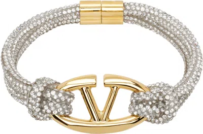 Shop Valentino Gold Vlogo Bracelet In 620 Crystal