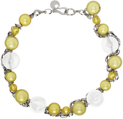 Shop Kiko Kostadinov Silver Twisted Orb Necklace In Gold Gradient