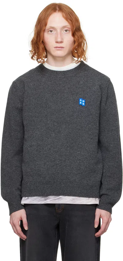 Ader Error Crew Neck Long Sleeve Sweater In Charcoal