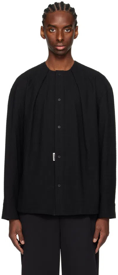 Shop Ader Error Black Pleated Shirt In Noir