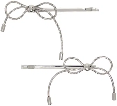 Shop Marland Backus Ssense Exclusive Silver Bow Hair Pins In Steel