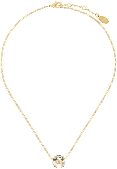 Shop Valentino Gold The Bold Edition Vlogo Necklace In Mh5 Oro 18/crystal S