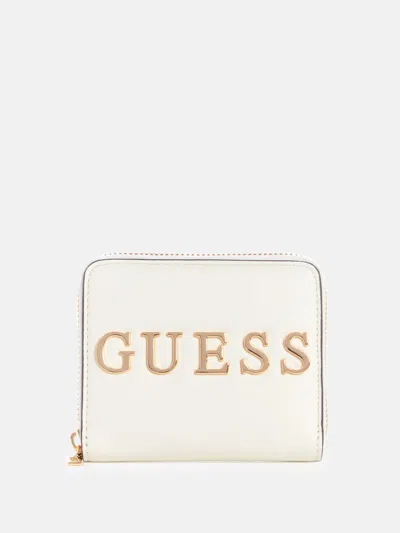 Shop Guess Factory Caracara Small Zip Wallet In White