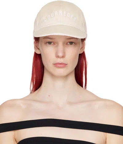Shop Courrèges Beige Ac Embroidered Washed Cap In 1004 Oat Meal