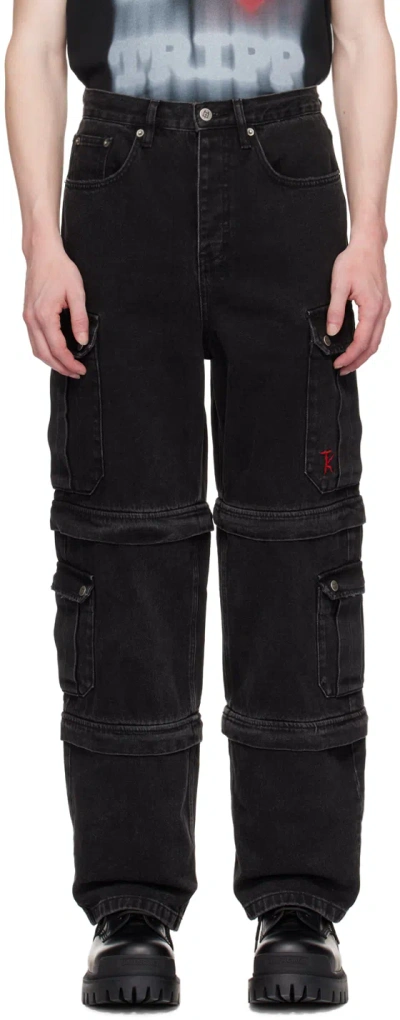 Shop Ksubi Black Trippie Redd Edition Denim Cargo Pants