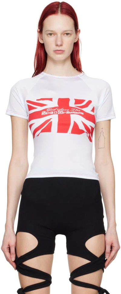 Shop Sinead Gorey White Raglan Sleeve T-shirt In White Red