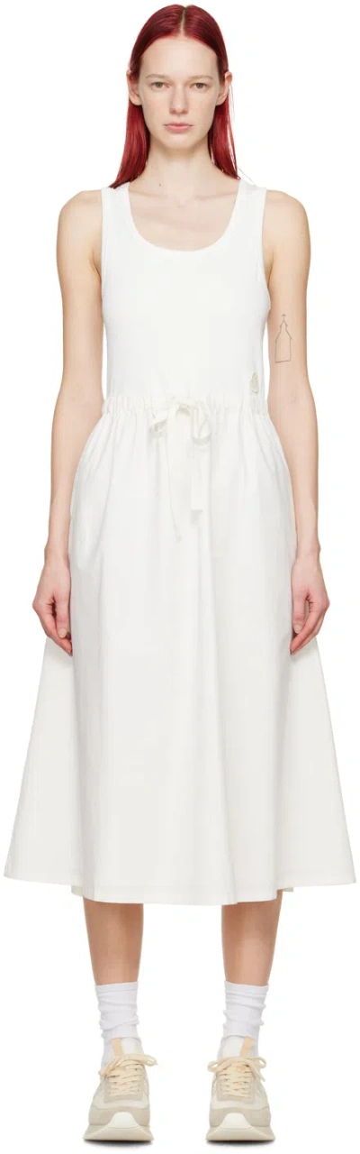 Shop Moncler White Paneled Midi Dress In 34 Silk White