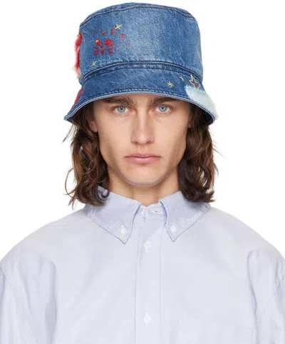 Shop Marni Blue Stonewashed Organic Denim Bucket Hat In Iris Blue Sdb50