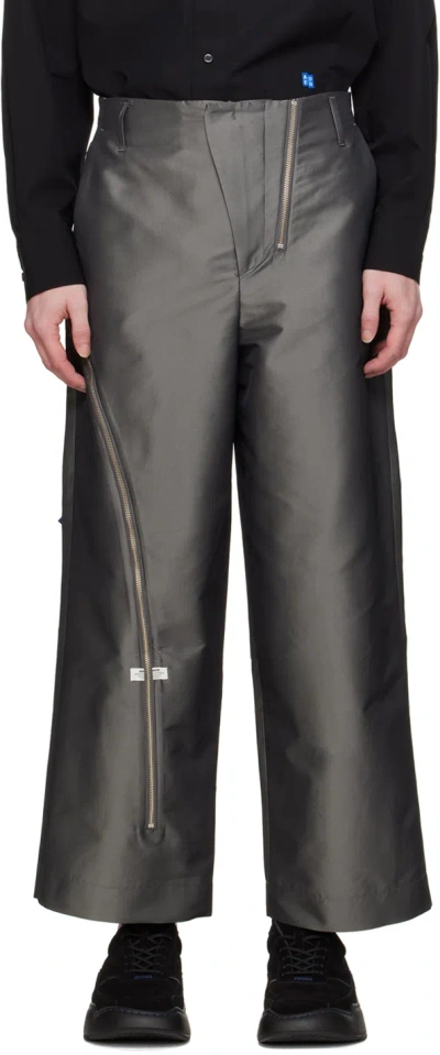 Shop Ader Error Gray Fraven Trousers In Charcoal