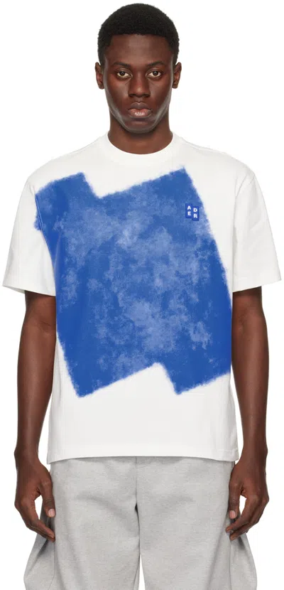 Shop Ader Error White & Blue Significant Print T-shirt In Off White