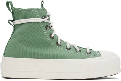 Shop Converse Green Chuck Taylor All Star Lift Platform Utility Sneakers In Herby/egret/admiral