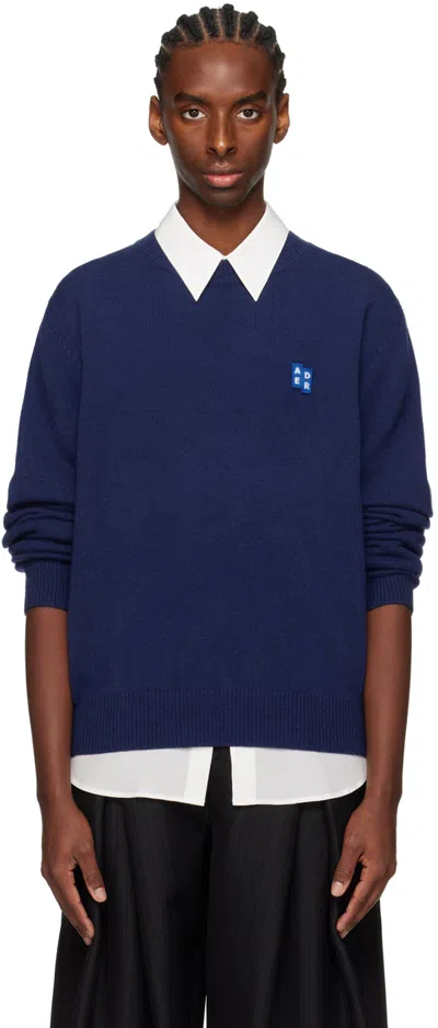 Shop Ader Error Navy Significant Patch Sweater
