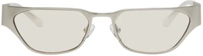 Shop A Better Feeling Silver Echino Sunglasses In Steel/amber