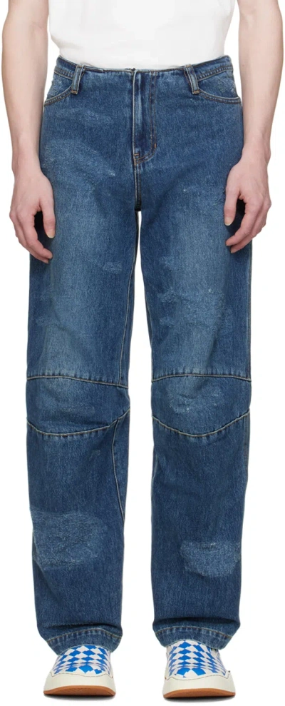 Shop Ader Error Blue Wide-leg Jeans