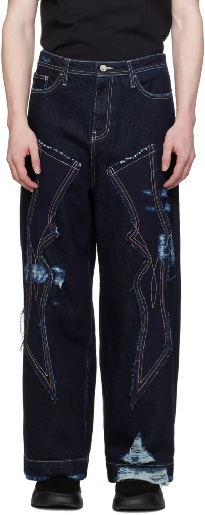 Shop Ader Error Navy Elve Jeans