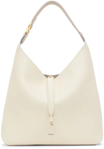 Shop Chloé Off-white Marcie Tote In 110 Misty Ivory