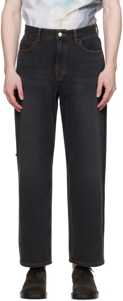 Shop Ader Error Black Significant Tag Jeans In Noir