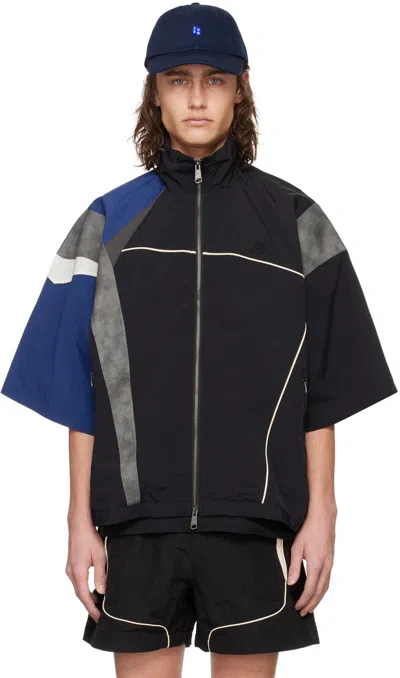 Shop Ader Error Black & Blue Milos Jacket In Noir