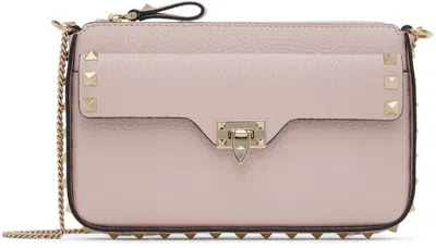 Shop Valentino Pink Rockstud Chain Bag In 16q Rose Quartz