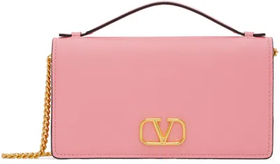 Shop Valentino Pink Signature Vlogo Chain Bag In Zqq Bubble