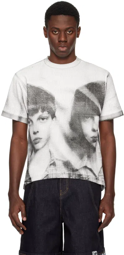 Shop Ader Error White & Black Print T-shirt In Off White