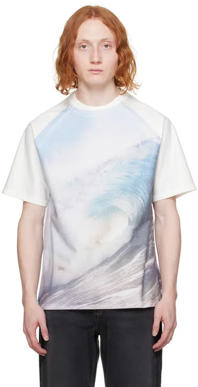 Shop Ader Error Off-white Graphic T-shirt In Sky Blue