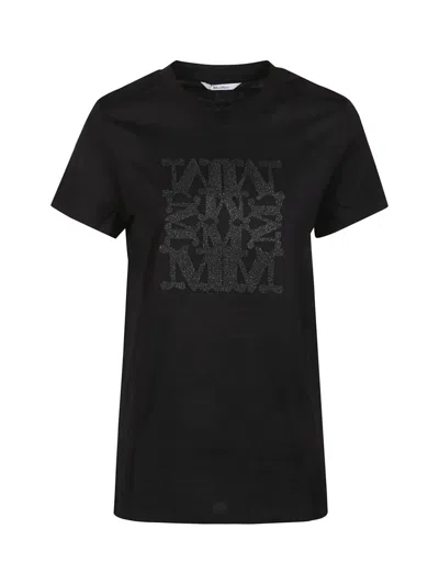 Max Mara Embellished Round Neck Top With Graphic Detail In Black
