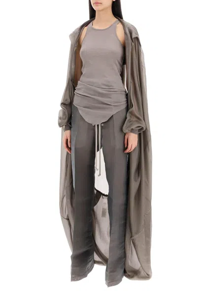 Shop Rick Owens Hooded Silk Habotai Bubble Coat With In Grey