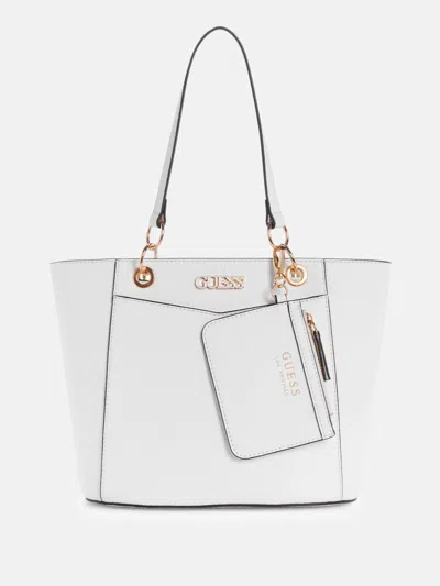 Shop Guess Factory Zakaria Embossed Logo Carryall In White