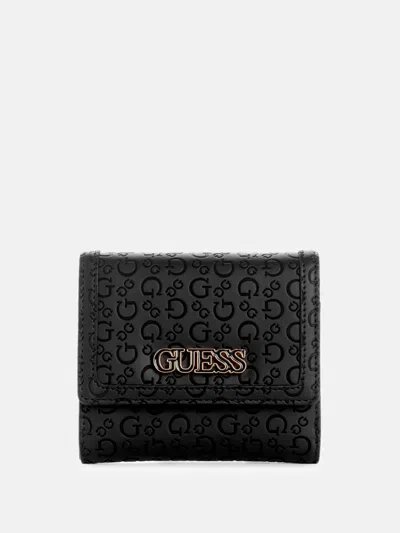 Shop Guess Factory Zakaria Embossed Logo Trifold In Black