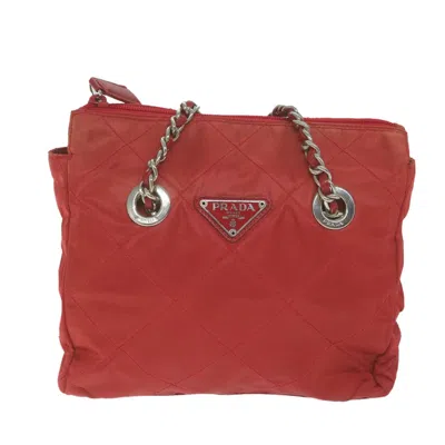 Shop Prada Tessuto Synthetic Shoulder Bag () In Red