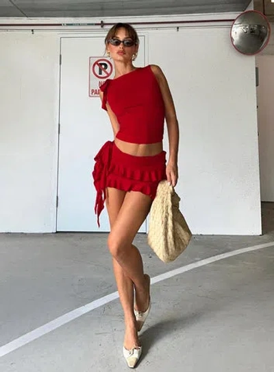 Shop Lioness Rendezvous Mini Skirt In Crimson