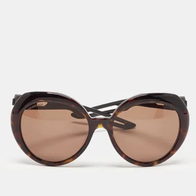 Pre-owned Balenciaga Black/brown Bb0024s Oversized Sunglasses