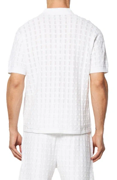 Shop Sergio Tacchini Ulivo Textured Knit Camp Shirt In Brilliant White