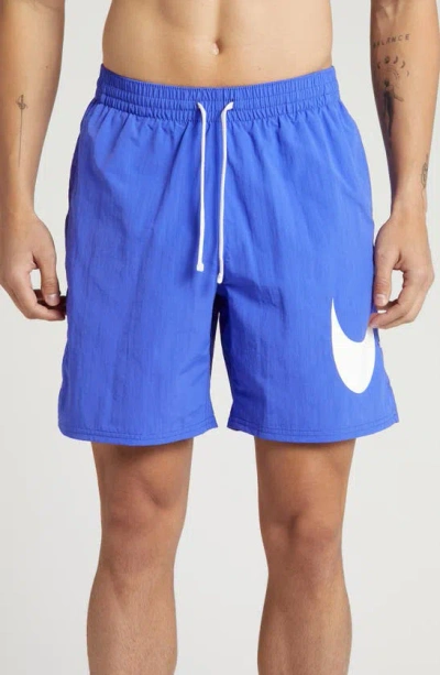Shop Nike Swoosh 7-inch Swim Trunks In Persian Violet