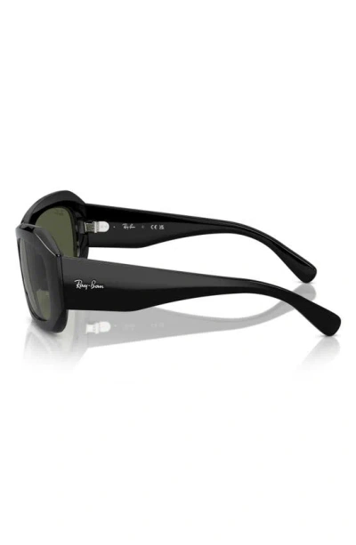 Ray Ban Pillow Beate 56mm Wrap Sunglasses In Black
