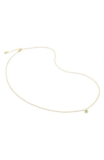 Shop Monica Vinader Siren Emerald Pendant Necklace In 14k Solid Gold / Emerald