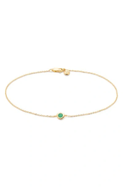 Shop Monica Vinader Siren Emerald Chain Bracelet In 14k Solid Gold / Emerald