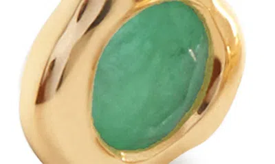 Shop Monica Vinader Mini Siren Emerald Huggie Hoop Earrings In 14k Solid Gold / Emerald