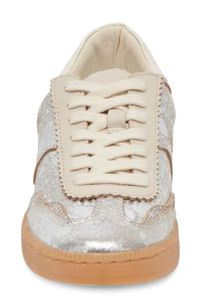 Shop Dolce Vita Notice Sneaker In Silver Crackled Leather