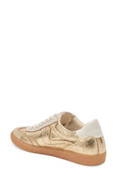 Shop Dolce Vita Notice Sneaker In Gold Crackled Leather