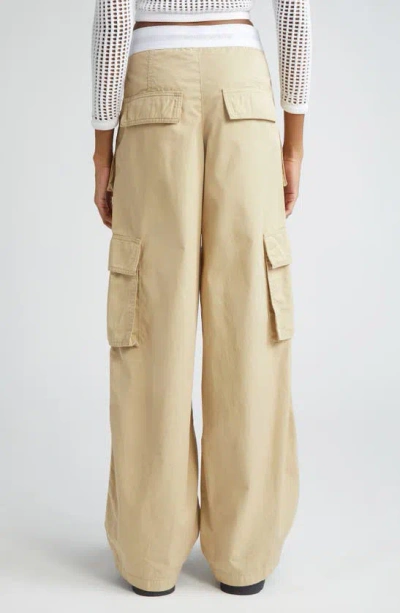 Shop Alexander Wang Rave Logo Waist Cotton Cargo Pants In Feather