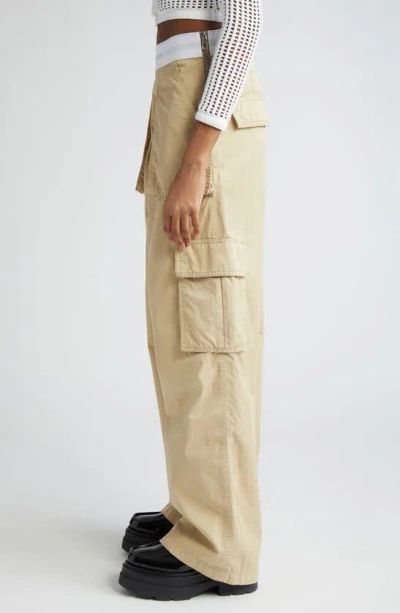 Shop Alexander Wang Rave Logo Waist Cotton Cargo Pants In Feather